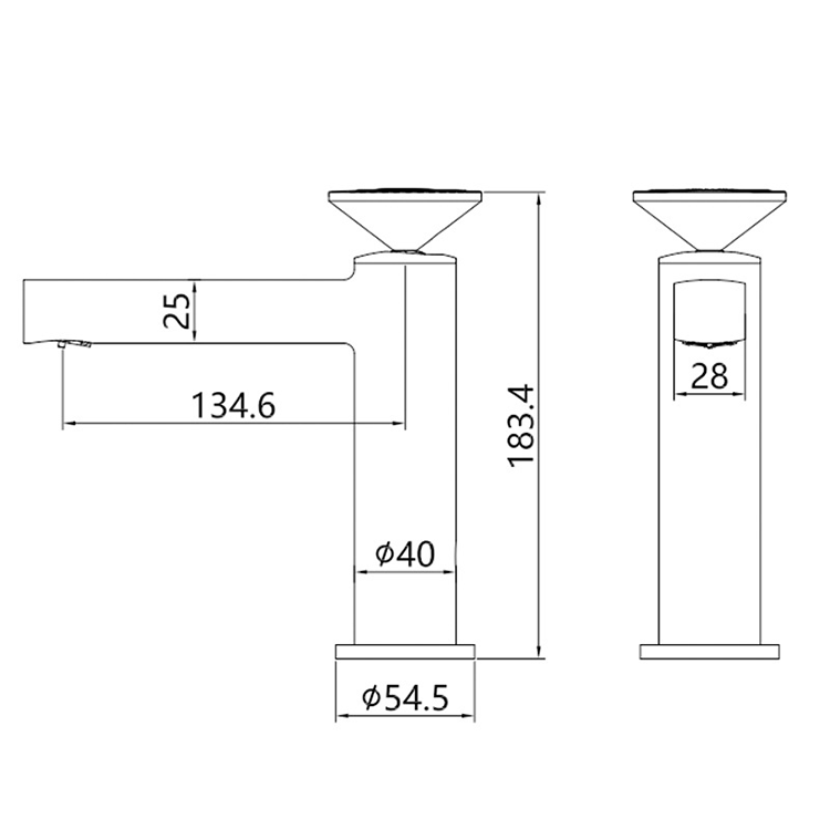 Deck Mounted Single Hole Hot and Cold Piano Brass Basin Mixer Faucet for Bathroom